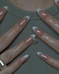 24 Pcs Handmade Almond French Nails