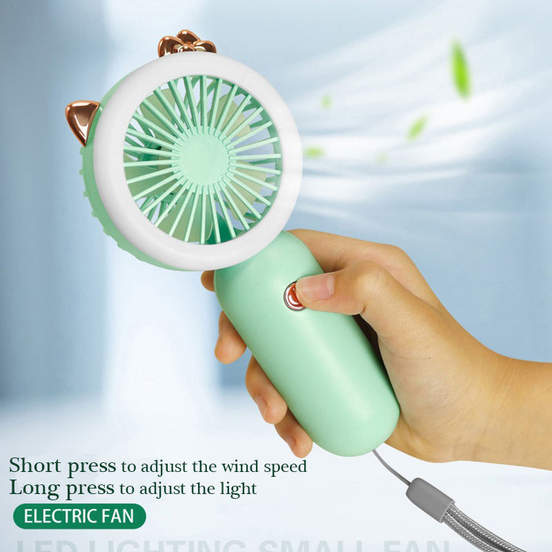 Wrist Hanging Portable Fan Night Light Usb Cute Rechargeable Fan