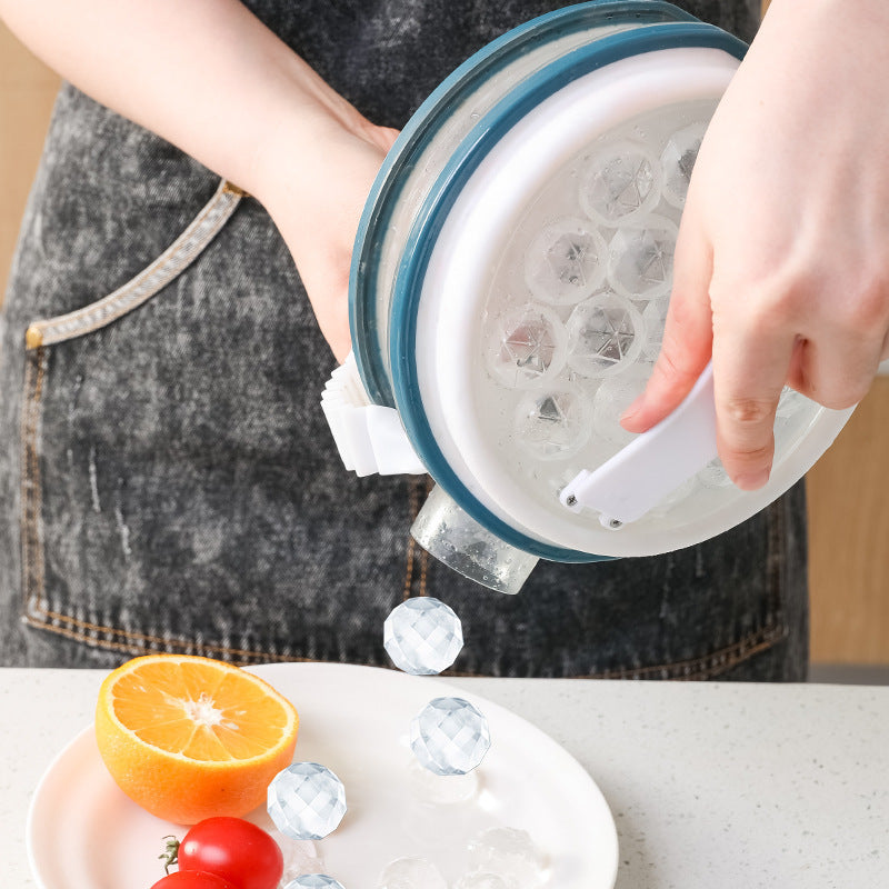 Large Capacity Food Grade Silicone 2-in-1 Ice Ball Grid Mold Storage Box and Ice Sphere Maker